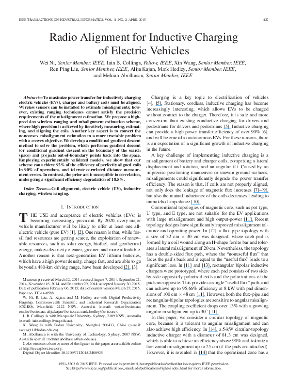 (PDF) Radio Alignment for Inductive Charging of Electric Vehicles Iain Collings Academia.edu