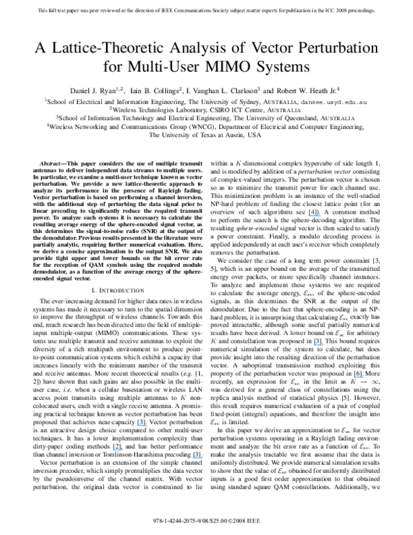 (PDF) A Lattice-Theoretic Analysis of Vector Perturbation for Multi ...