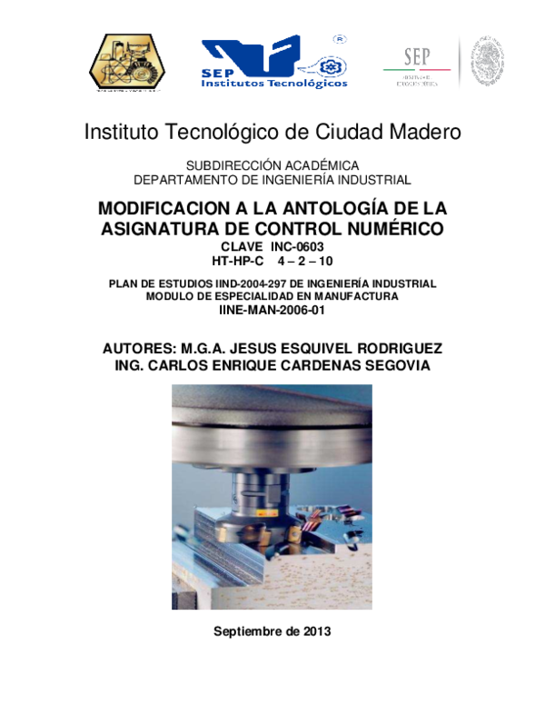 PDF) MODIFICACION A LA ANTOLOGIA DE LA ASIGNATURA DE CONTROL NUMERICO