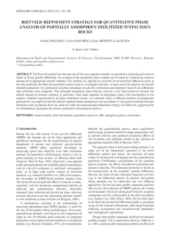 (PDF) Rietveld refinement strategy for quantitative phase analysis of ...