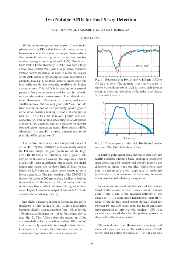 (PDF) Two notable APDs for fast x-ray detection