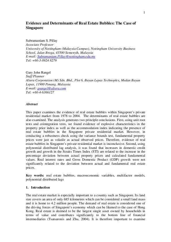 (PDF) Evidence and Determinants of Real Estate Bubbles: The Case of ...