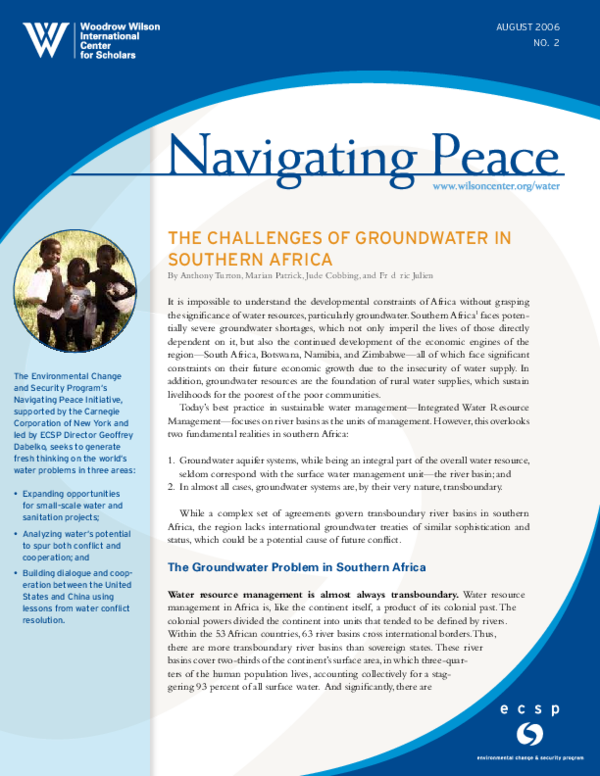 (PDF) The Challenges of Groundwater In Southern Africa