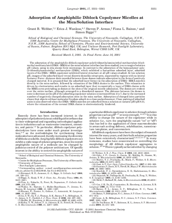 (PDF) Adsorption of Amphiphilic Diblock Copolymer Micelles at the Mica ...