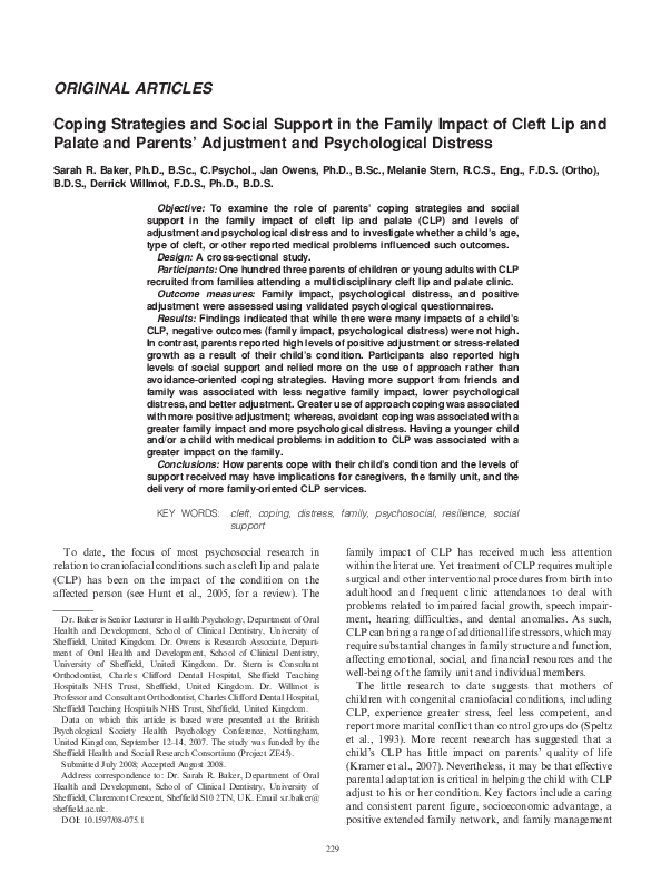 (PDF) Coping Strategies and Social Support in the Family Impact of ...