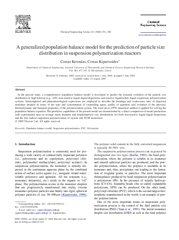 (PDF) A generalized population balance model for the prediction of ...