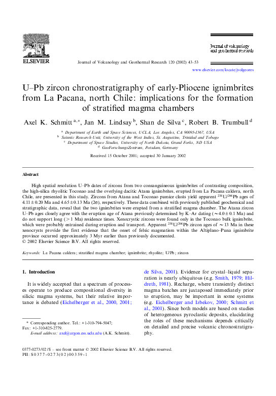 U–Pb zircon chronostratigraphy of early-Pliocene ignimbrites from La ...