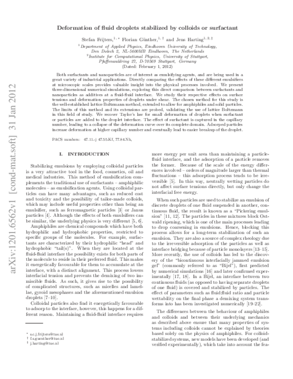 (PDF) Effects of nanoparticles and surfactant on droplets in shear flow