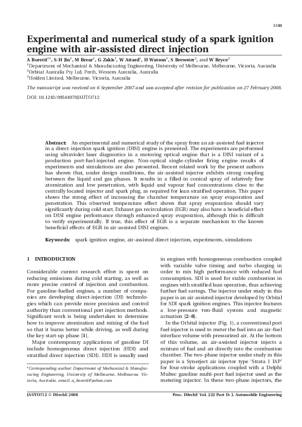 (PDF) Experimental and numerical study of a spark ignition engine with ...