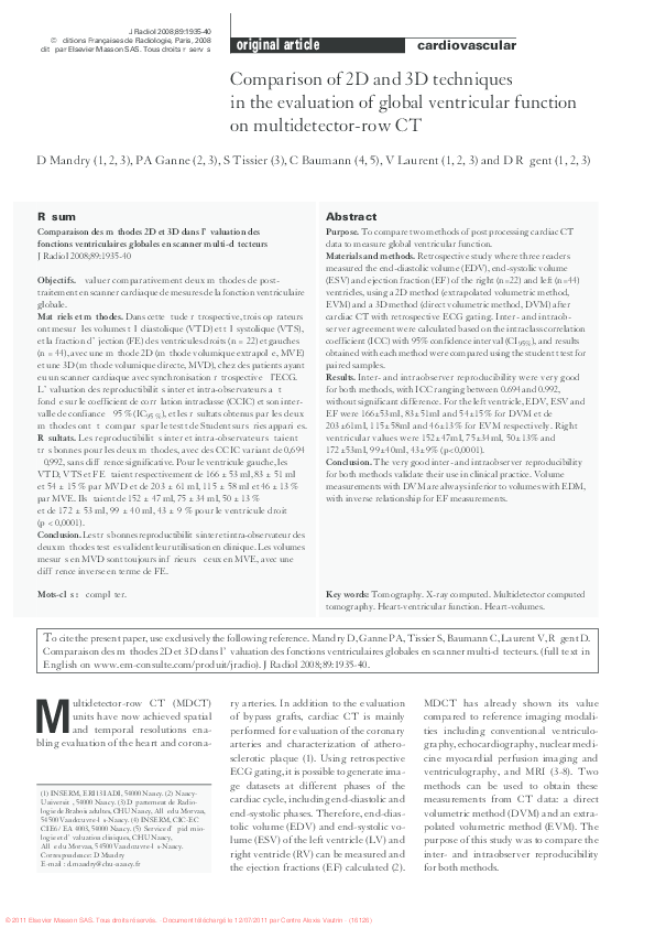 (PDF) [Comparison of 2D and 3D techniques in the evaluation of global ...