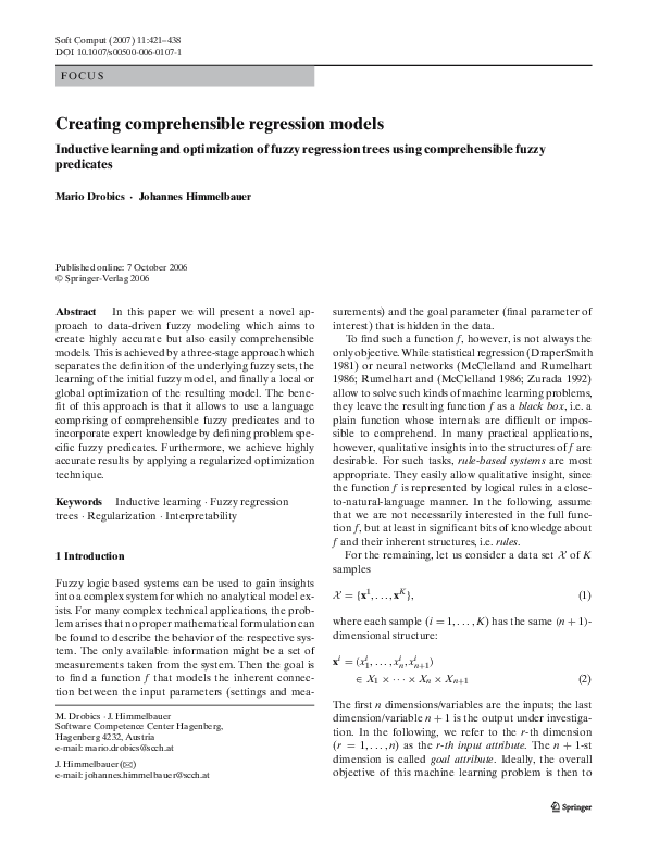 (PDF) Creating comprehensible regression models