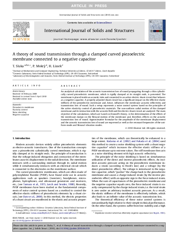 (PDF) A theory of sound transmission through a clamped curved ...