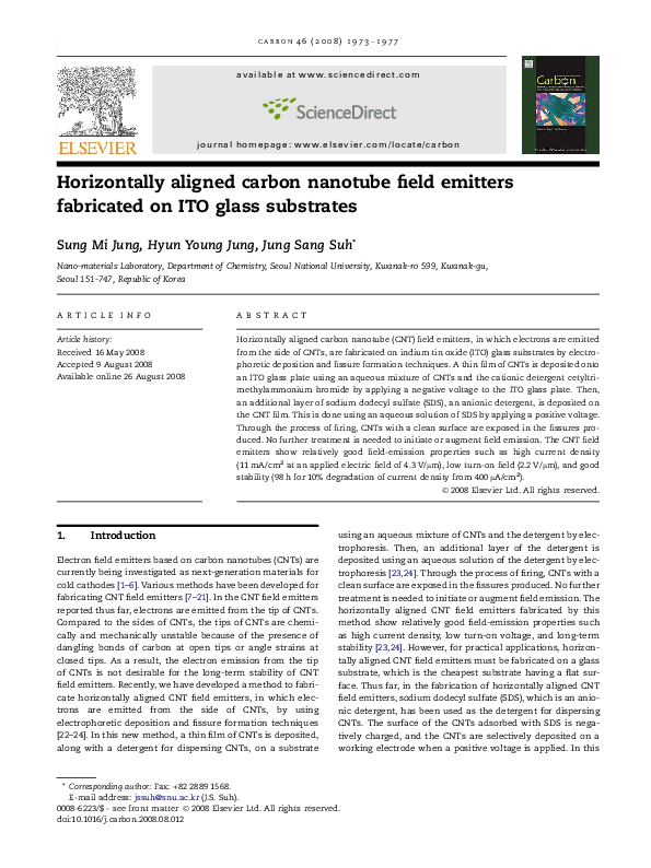 (PDF) Horizontally aligned carbon nanotube field emitters fabricated on