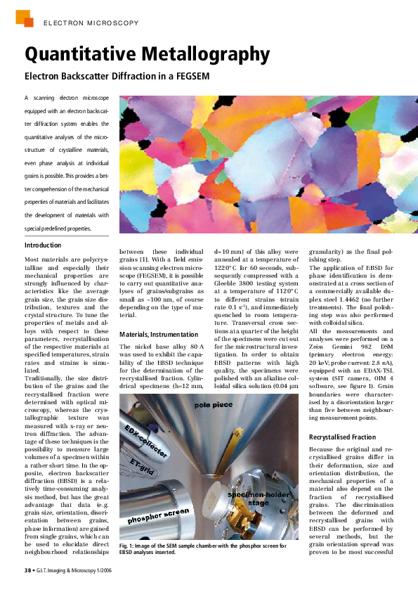 (PDF) Quantitative Metallography Christof Sommitsch and S. Mitsche