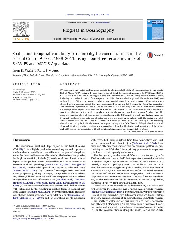(PDF) Spatial and temporal variability of chlorophyll-a concentrations ...