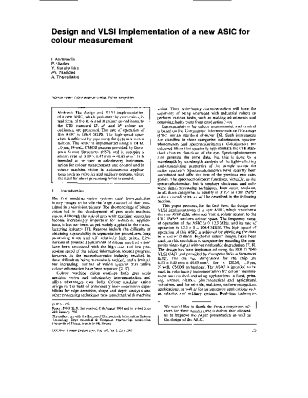 (PDF) Design and VLSI implementation of a new ASIC for colour measurement