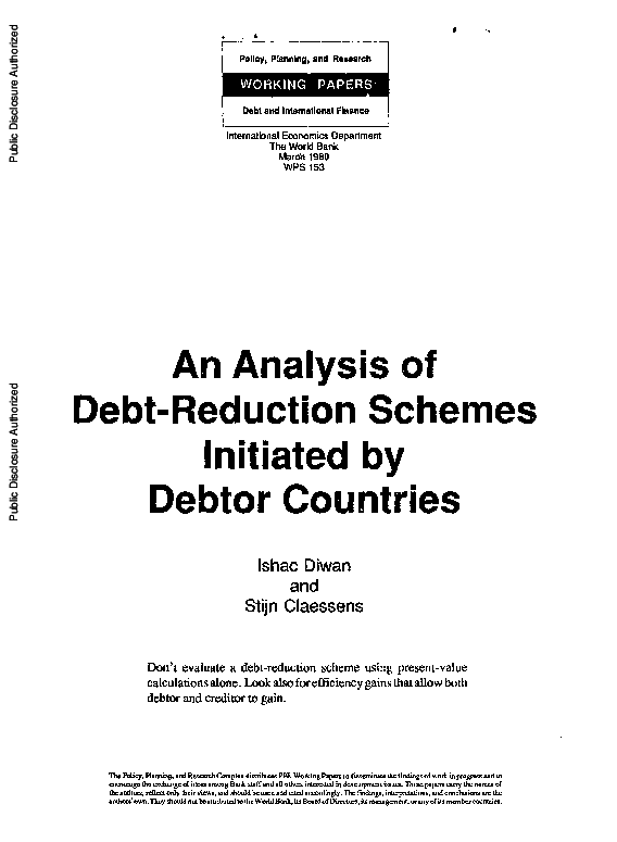 (PDF) An analysis of debt-reduction schemes initiated by debtor countries