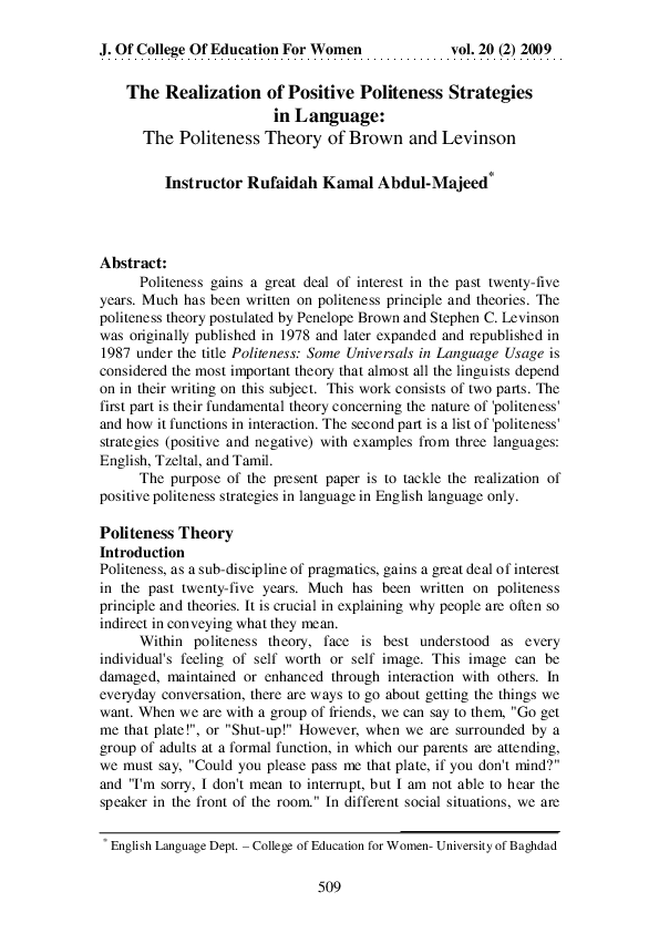 Examples of politeness theory picture