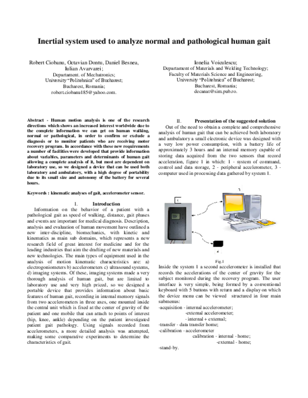 (PDF) Inertial system used to analyze normal and pathological human gait