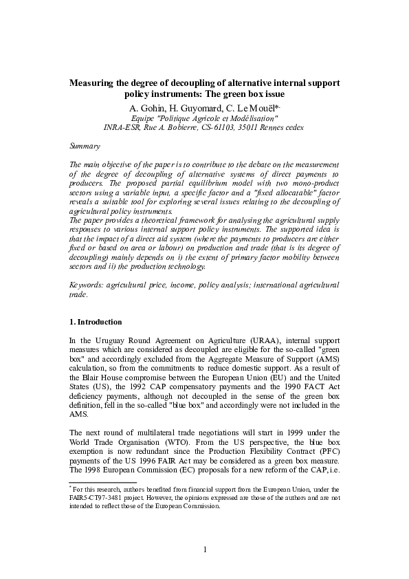 (DOC) Measuring the Degree of Decoupling of Alternative Internal ...