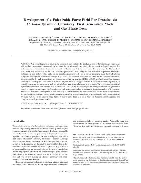 (PDF) Development of a polarizable force field for proteins via ab ...