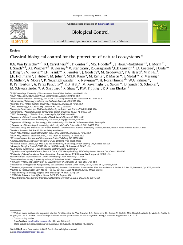 (PDF) Classical biological control for the protection of natural ecosystems