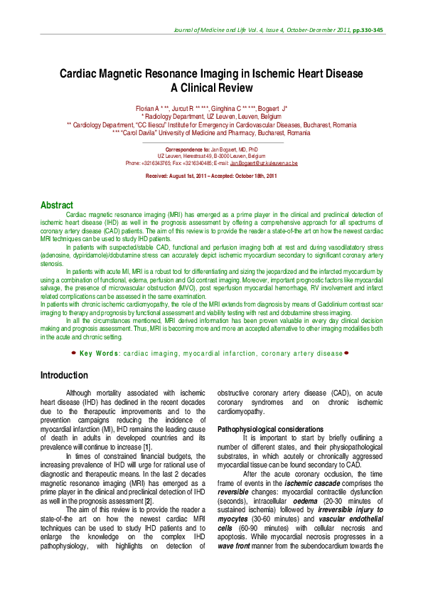 (PDF) Cardiac Magnetic Resonance Imaging in Ischemic Heart Disease