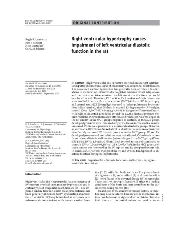(PDF) Right ventricular hypertrophy causes impairment of left ...