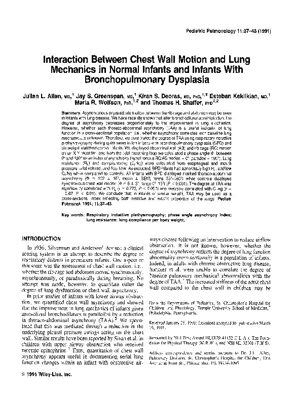 (PDF) Interaction between chest wall motion and lung mechanics in ...