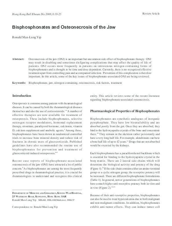 (PDF) Bisphosphonates and Osteonecrosis of the Jaw
