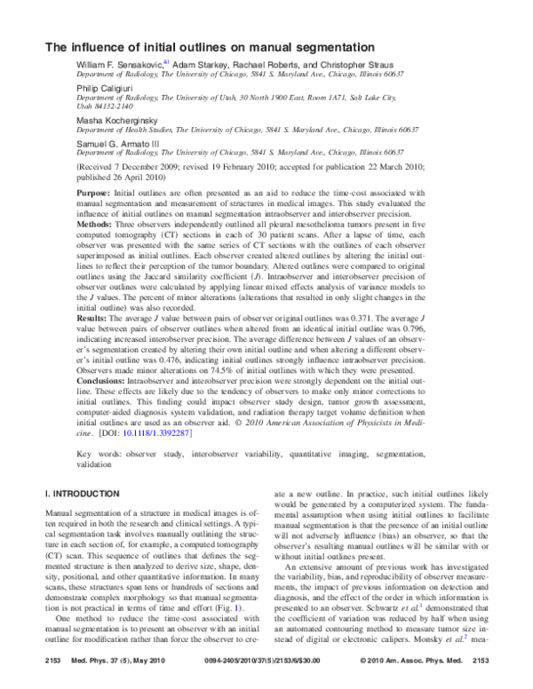 (PDF) The influence of initial outlines on manual segmentation