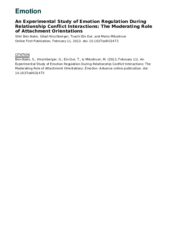 (PDF) An experimental study of emotion regulation during relationship ...
