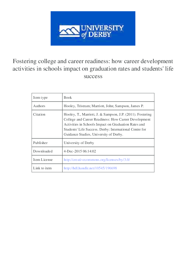 (PDF) Fostering college and career readiness: how career development ...