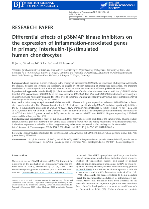 (PDF) Differential effects of p38MAP kinase inhibitors on the ...