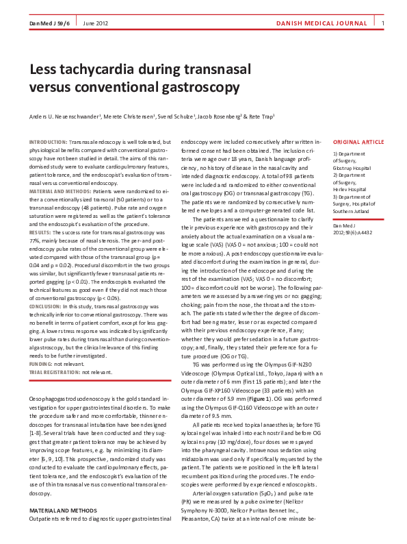 (PDF) Less tachycardia during transnasal versus conventional
