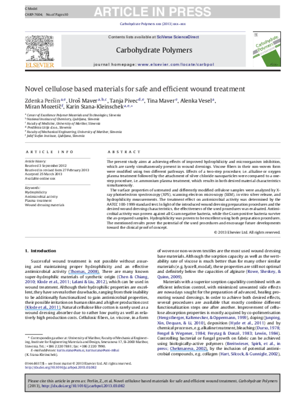 (PDF) Novel cellulose based materials for safe and efficient wound ...