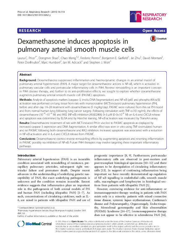 (PDF) Dexamethasone induces apoptosis in pulmonary arterial smooth ...