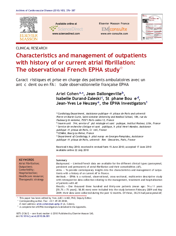 (PDF) Characteristics and management of outpatients with history of or ...