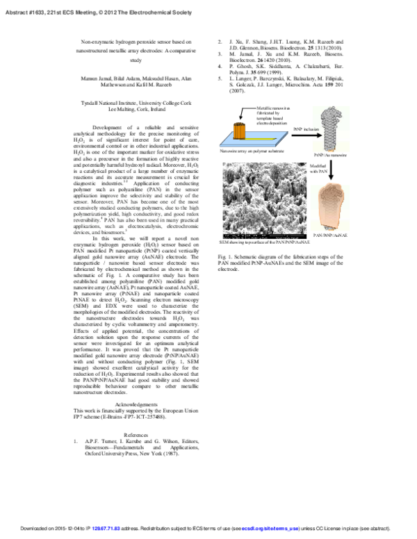 (PDF) Non-Enzymatic Hydrogen Peroxide Sensor based on Nanostructured ...