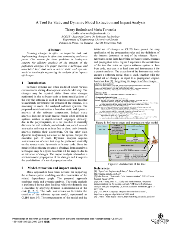 (PDF) A Tool for Static and Dynamic Model Extraction and Impact Analysis