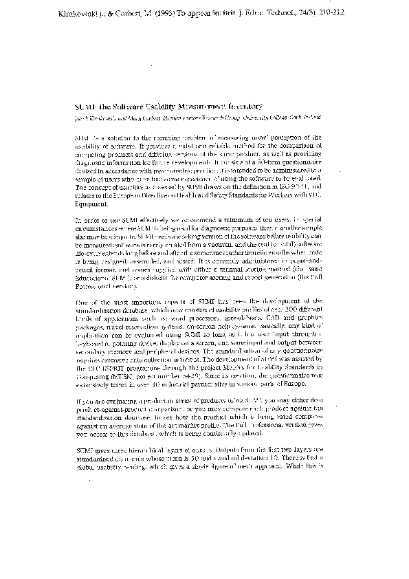 (PDF) SUMI: the Software Usability Measurement Inventory