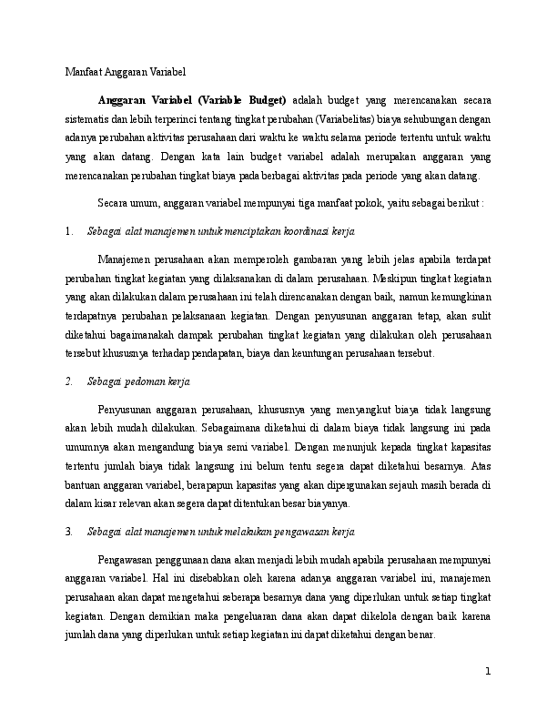 (DOC) manfaat anggaran variabel