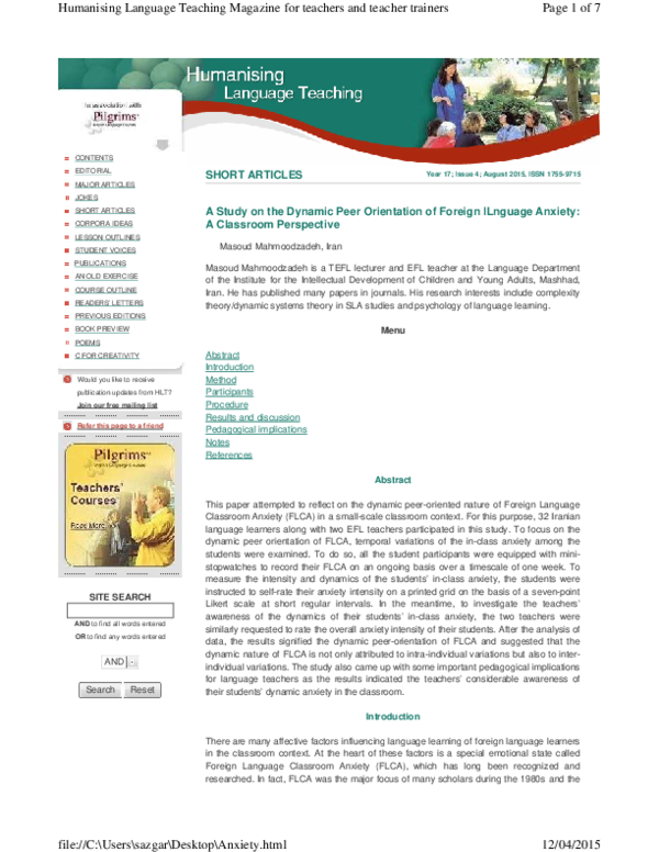 (PDF) A Study on the Dynamic Peer Orientation of Foreign Language ...