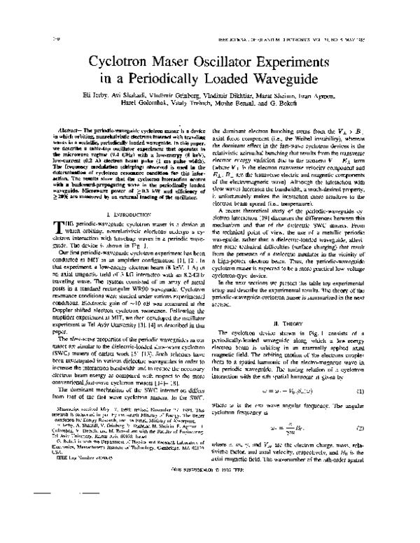 (PDF) Cyclotron maser oscillator experiments in a periodically loaded ...