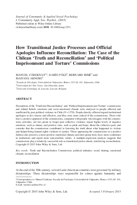(PDF) Transitional justice processes, shared narrative memory about ...