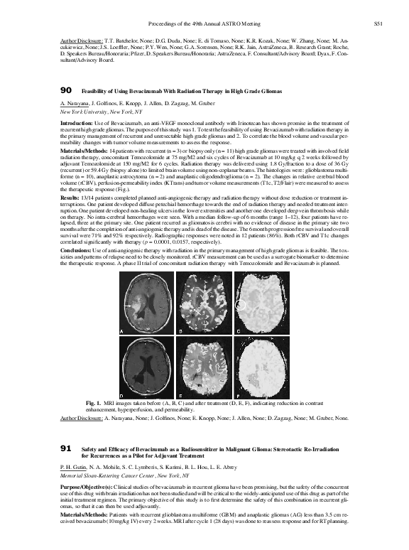 (PDF) Safety and Efficacy of Bevacizumab as a Radiosensitizer in ...