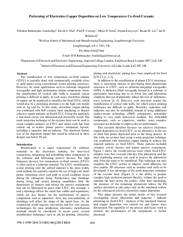 (PDF) Patterning of electroless copper deposition on low temperature co ...