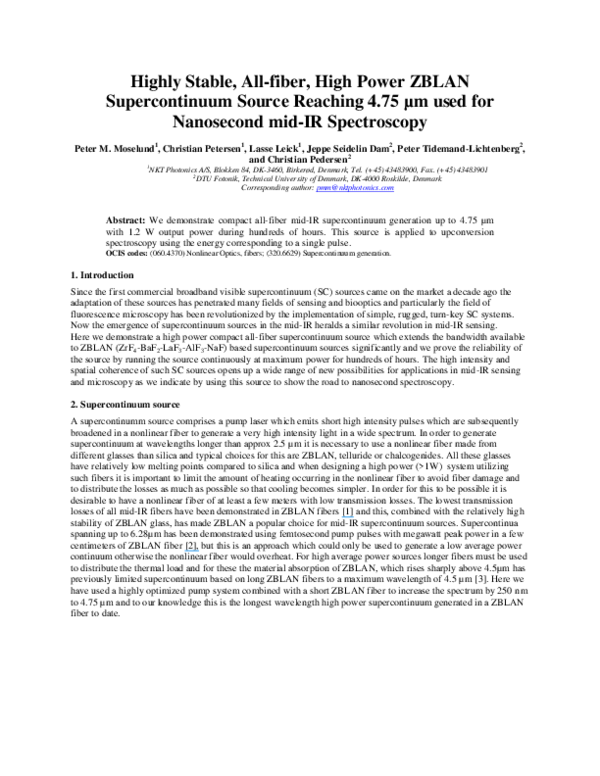 (PDF) Highly Stable, All-fiber, High Power ZBLAN Supercontinuum Source ...
