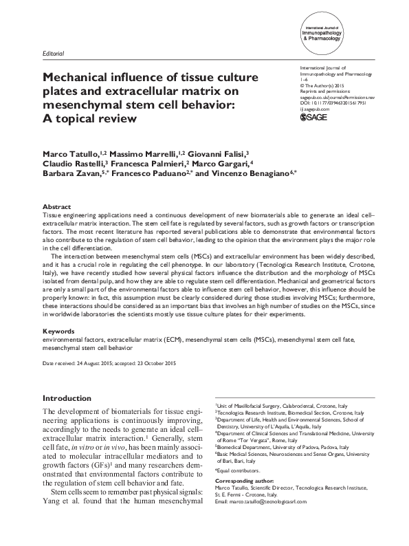 (PDF) Mechanical influence of tissue culture plates and extracellular ...