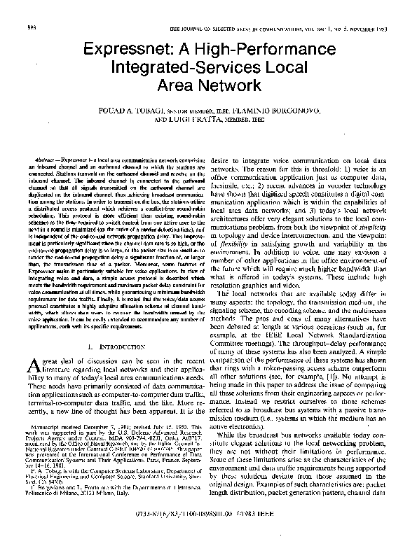 (PDF) Expressnet: A High-Performance Integrated-Services Local Area Network